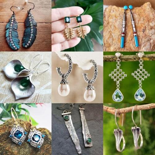 Vintage Indian Tribal Green Resin Dangle Earrings Bohemian Big Long Hollow Drop Earrings For Women 2019 Hippie Brincos Jewelry