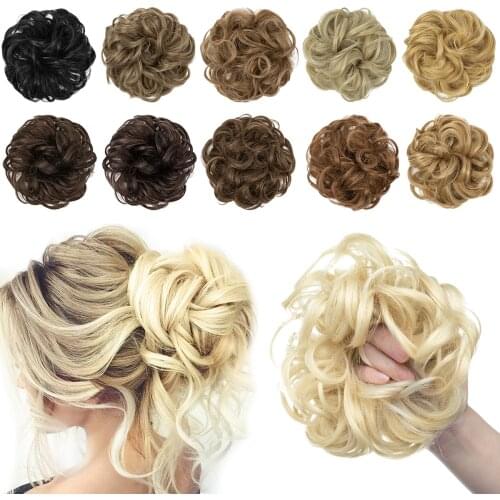 SARLA Messy Hair Bun Chignon Scrunchies Fake Hair Band Afro Braid Elastic Hairpiece Tail For Women Synthetic Wrap Curly Ponytail