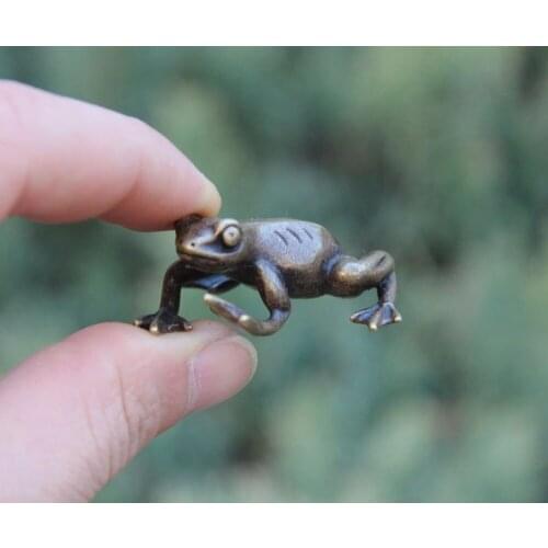 100% Pure Bronze Chinese Fengshui Animal Common Pond Frog Sculpture Statuette