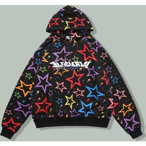 Hip Hop Five pointed Star Print Long Sleeve Hoodies Men Harajuku Casual Hoodie Sweatshirts Autumn Cotton Unisex Hooded Pullover