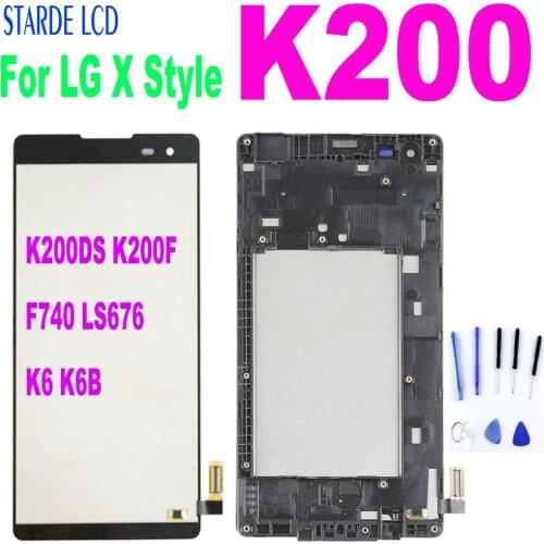 5.0" For LG X Style K200 K200DS K200F F740 LS676 LCD Display Touch Screen Digitizer Assembly with Frame K6B K6 LCD