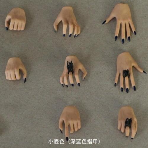 1/6 Scale 4 Pairs/set Womens Eagle Claw Suntan Hand Types with Deep Blue Fingernails for 12''Female