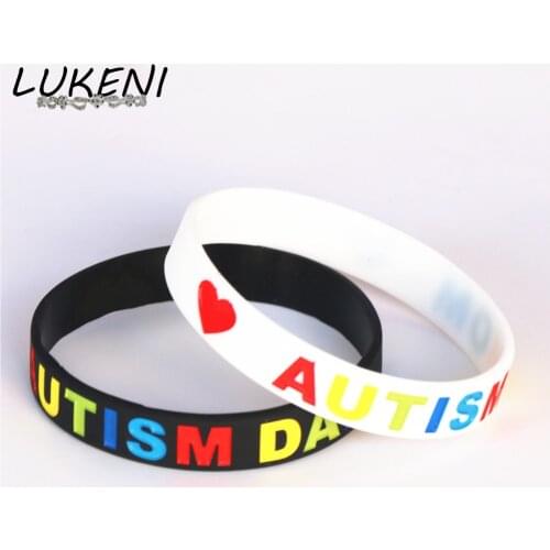 1PC New Design Love Autism DAD and MOM Silicone Wristband Bracelet 2 Colours Available Black White Bangles Family Gifts SH123