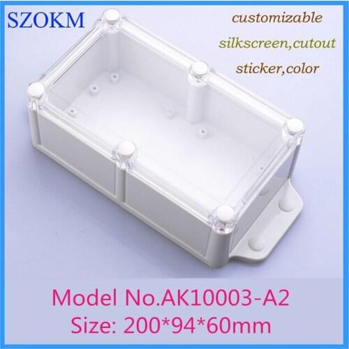 1 pcs, IP68 waterproof enclosure with transparent cover 200*94*60mm abs waterproof electronic equipment enclosure junction box
