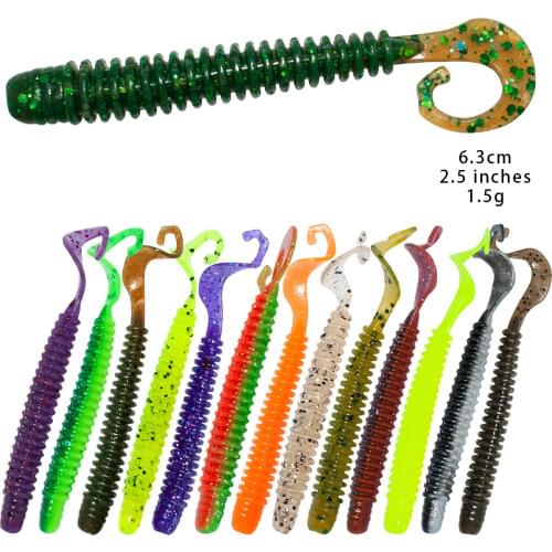 Ring Ribs Soft Bait Grub Sanworm 6cm 1.4g 10pcs Jig Head Drop Shot Shad Carp Fly Rock Silicon Fishing Lures