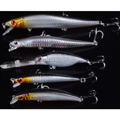 5pcs Mixed 5 Model Minnow Lure Fishing isca Artificial Crankbait pesca Wobblers bass carp Fishing Tackle With 3D Eyes