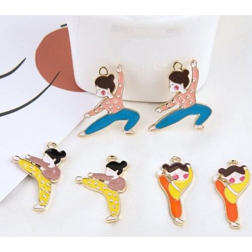 6pcs Chinese Style Alloy Lovely Children Earrings Gymnast Fun Small Pendant Statement Earrings For Women Diy Jewelry Accessories