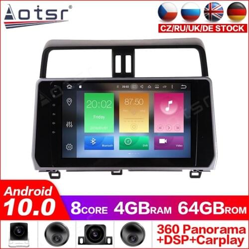 Android 10.0 GPS Navigation Radio DVD Player for Toyota Prado 2018-2019 Video Player Stereo Headuint free Built in Carplay dsp