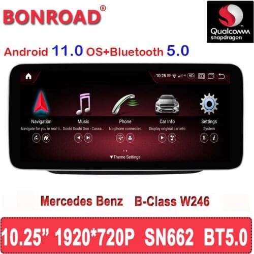 Bonroad Android 11.0 Qualcomm SN662 Car GPS Navigation Multimedia Player For Mercedes Benz B Class W246 2011-2018 8 CORE 4G LTE