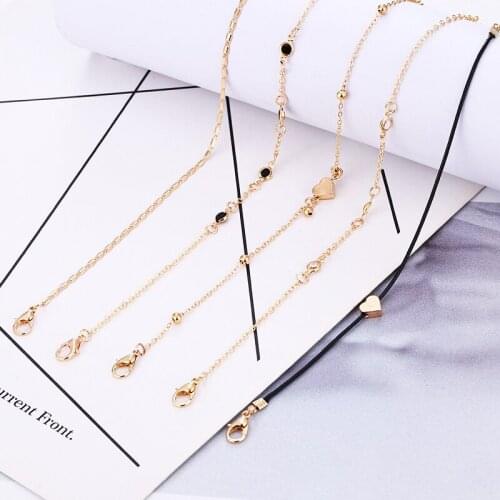 Bohopan 5PCS/Set Simple Trendy Ankle Bracelet For Women Classic Heart Ankle Chain Female Beads Anklets Foot Jewelry For Gifts
