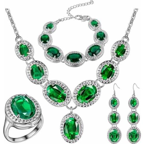 BRACELET RING Pendant necklace Earrings Thick set of new fashion color treasure set of beautiful U.S. Luxury Girls