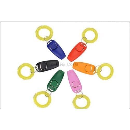 DHL 1000pcs high quality Dog Clicker Pet Training Clicker Pet Training Whistles Key Ring and Wrist Strap Pet Dog Trainings