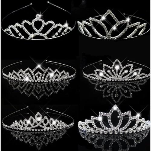 Luxury Princess Crystal Tiaras and Crowns Headband Kid Girls Love Bridal Prom Crown Wedding Party Accessiories Hair Jewelry