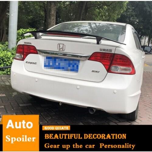 For Honda civic Spoiler Sport ABS Material Car Rear Wing Primer Color Trunk Rear Spoiler Fit For civic 2006/07/08/09/2010/2015