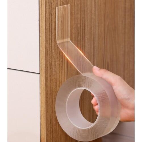 Nano Magic Tape Double Sided Tape Transparent Reusable Waterproof Loop Adhesive Tape Cleanable Home Detachable sticker1/3/5M