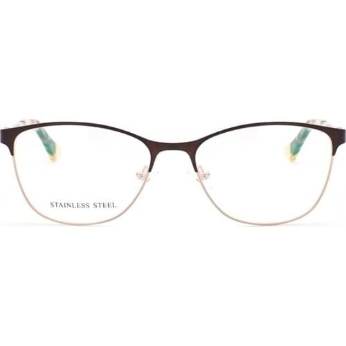 YOUTOP Womens Oval Classic Optical Frames full-rim Business Stainless Steel Eye Cat Black Eyeglasses S6721