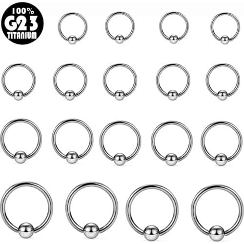 1PC G23 Solid Titanium Circular Bead Ring Closer Ring Nose Lip Ring Labret Ear Tragus Helix Cartilage Daith Earrings Piercing