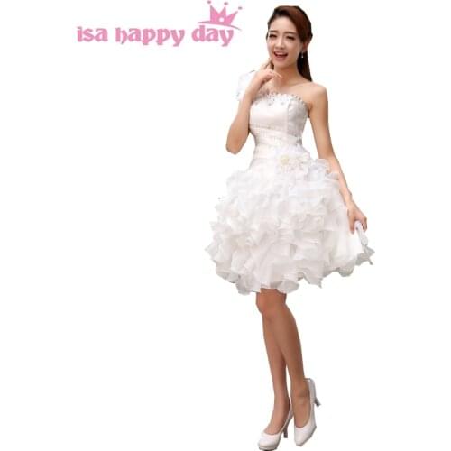 Modern pretty sweet 16 sleeveless brides maids one shoulder bridesmaid short dresses for teens party dress tulle 2020 H2141