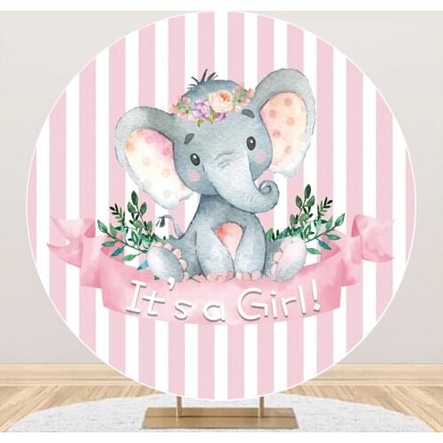 Round Backgrounds For Photography Stripe Elephant Flowers Strips Birthday Party Photozone Banner Circle Backdrop Photo Studio