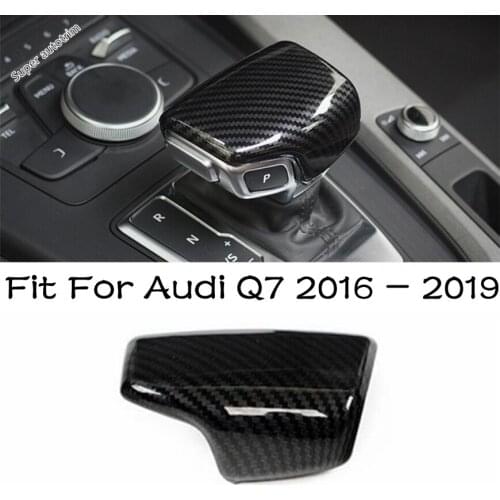 Lapetus Car Interior Accessories Gear Shift Knob Head Cover Trim 1Pcs Carbon Fiber Color For Audi Q7 2016 2017 2018 2019 ABS