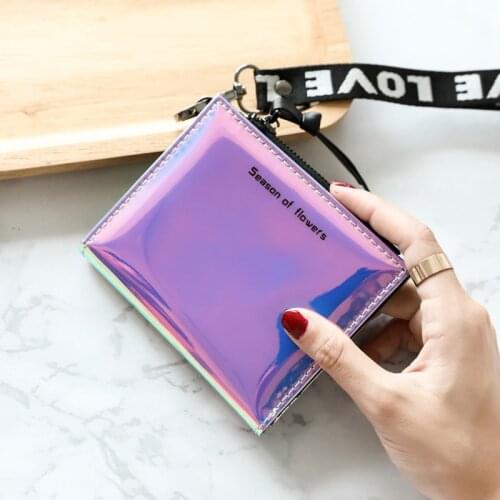 Mcneely Fashion Small Wallet Women Short Wristlet Thin Purses Ladies Money Bag Korean Female Holographic Wallet