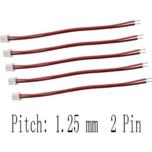 Micro JST 1.25 mm 2P Cable Connector 2 Pin Single Female Socket Electronic Wire Connectors Length 10cm 15cm 20cm 30cm
