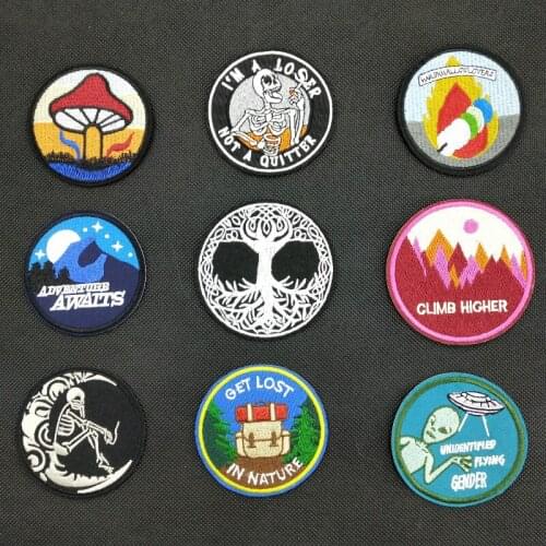 Punk Skull Outdoor Adventure Fashion Patch Embroidered Diy Clothes Decor Iron on Appliques Apparel Badge Accessory