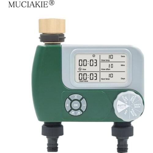 MUCIAKIE 1PCS 2 Outlet Automatic Timer Hose Faucet Battery Programmable Valve Irrigator Digital Controller Garden Plant Watering