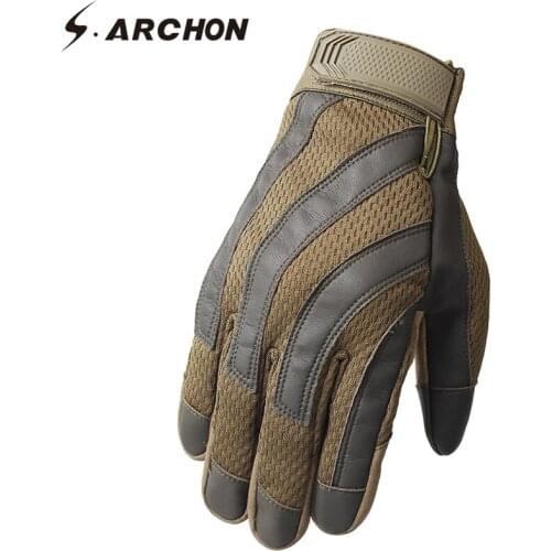 S.ARCHON Tactical Combat Full Finger Gloves Mens Nylon Camouflage Military Gloves Airsoft Army Anti-slip Bike Motorcycle Gloves