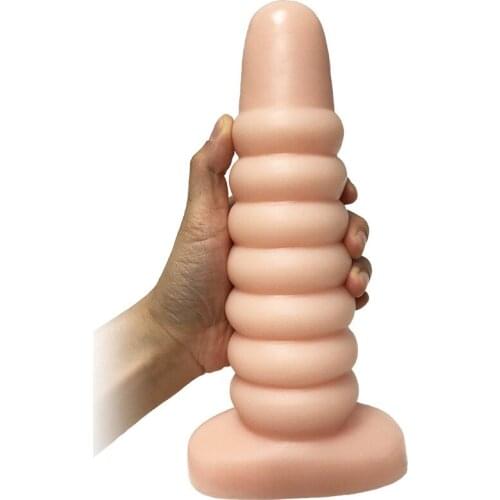 Soft Huge Thread Anal Plug with Suction Cup Anal Dildo Dilator Stimulation Masturbate Sex Toys Screw Butt Plug