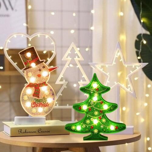 Santa Claus Christmas Tree Light Lamp 5D DIY Diamond Painting Kit Embroidery Mosaic Gift For Kids Family Desk Decoraiton