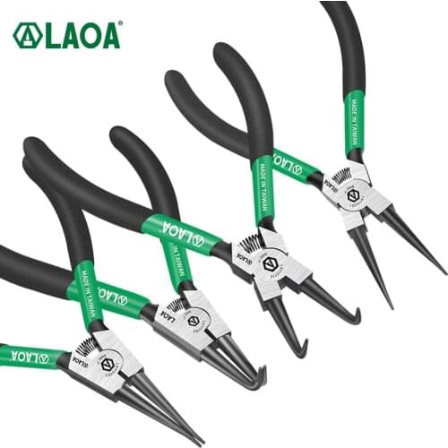 LAOA 4PCS Retaining Clip Internal External Spring Bent Straight Snap Ring Disassembly Practical Circlip Pliers Set