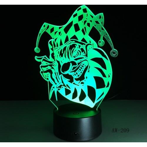 3D Clown Performer Night Lights Lamp DS Platform 7 Colors Change Touch Switch Table for Party Decor Light Christmas gift AW-209