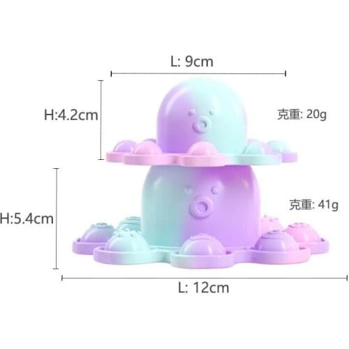 2021newdecompression Soft Fingertip12cmlarge Toy Octopus Shape Push Bubble Fingertip Autism Fidget Toy Sensory Luminous Keychain
