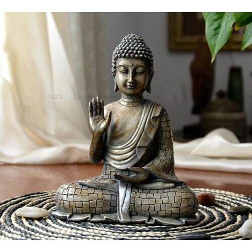 Wholesale Buddhist supplies # bless HOME Health luck offiice efficacious Protection Thailand old Retro Sitting Buddha statue