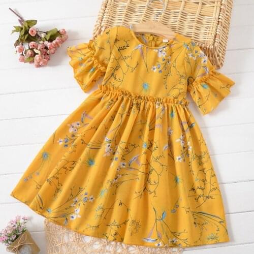 Girls Chiffon Dress 2020 Summer New Clothing Ruffle Party Princess Floral Dress Korean Version Of The Big ChildrenS Wear 4-11Y