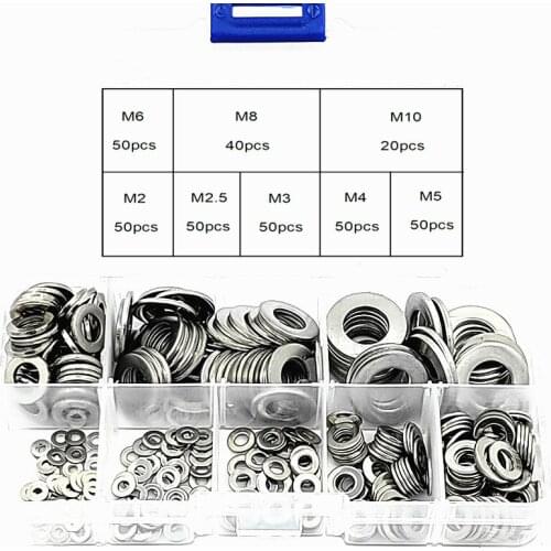 360PCS / Box 304 stainless steel flat washer M2-M10 series of different specifications combined boxed flat washer