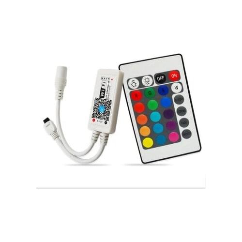 50pcs DC12V RGB RGBW Wifi LED Controller Android /IOS Mini + IR 24key Remote Control For SMD 5050 LED Strip Light Via Smartphone