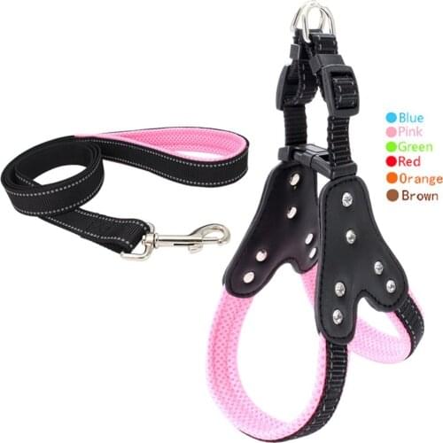 Adjustable Dog Leashes Collars Nylon Reflective Puppy Dog Harness Leash Set Pet Vest for Safety Pets Walking Leads