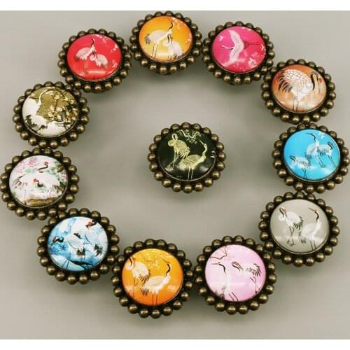 1PC Red-crowned Crane Pattern Furniture Cabinet Door Handle For Wardrobe Locker Kitchen Drawer Knobs Glass Pulls