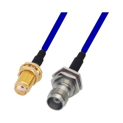 Blue Soft RG142 Double Shielded SMA Female to TNC Female Bulkhead Connector RF Coaxial WIFI Antenna Coax Low Loss Cable 50ohm