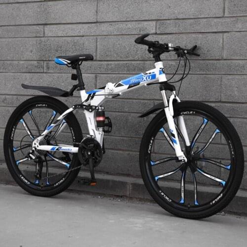 26 Inch 21/24/27 Speed Folding Bike Carbon Steel Frame Double Shock for Student Adult