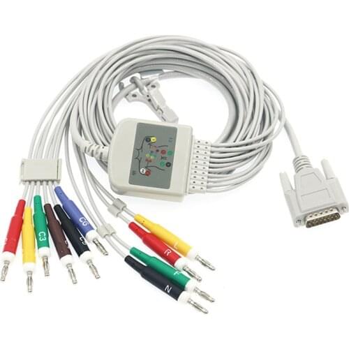 Compatible Nihon Kohden 9130 EKG Cable With Fine Screw 10Lead Banana 4.0 IEC 10k Resistance