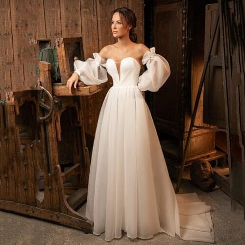 Boho Wedding Dress Detachable Sleeves Sweetheart Backless Ivory White Simple Sexy Long Sleeve Beach Bridal Dress Wedding Gowns