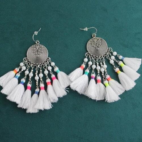 TRHRT Fashion bohemian Earrings Trendy Statement Earrings white Tassel Drop Dangle Women Jewelry Fringing Earrings for women
