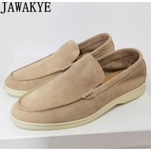 Men loafers Shoes Real Suede Casral business Brand Shoes Soft Rubber soles Comfortable driving walking Couples flat Shoes