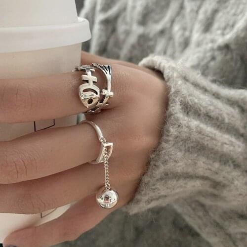 Vintage Womens Alloy Fishbone Shape Adjustable Ring Silver Color Birthday Party Jewelry Gift