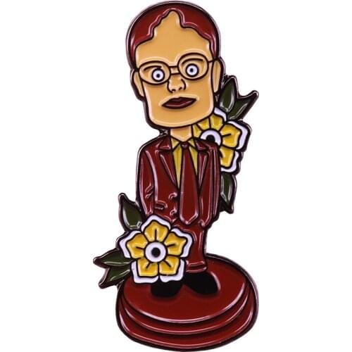Britain TV The Office Dwight Schrute Enamel Brooches Pins Rainy Wilson Funny Badge Pin Gift