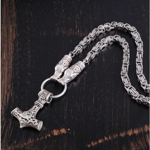 Vintage Nordic Mythical Viking Totem Pendant Necklace Nordic Viking Rune Amulet Wicca Necklace