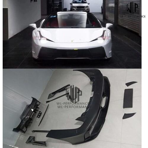 High Quality FRP / Carbon Fiber Car Body Kit Front Rear Bumper Diffuser Side Skirts Wing For Ferrari 458 V style Car styling